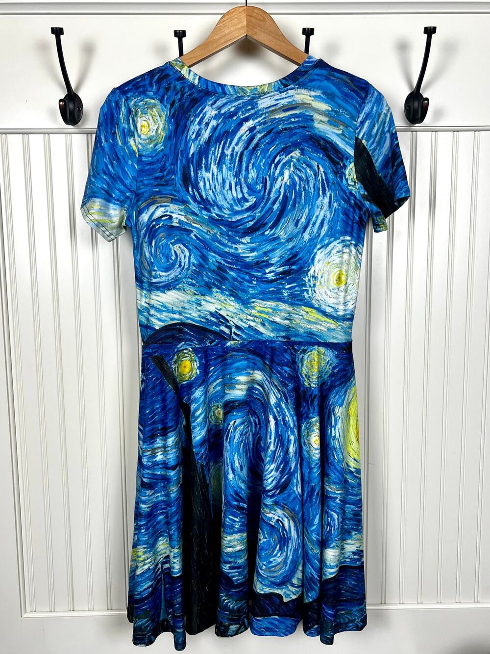 Van Gogh Starry Night Art Print Fit & Flare Dress XL Cottagecore Twee
